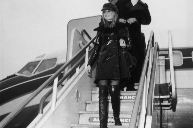 Leather trench coat, as shown on Brigitte Bardot in 1968. (Getty)